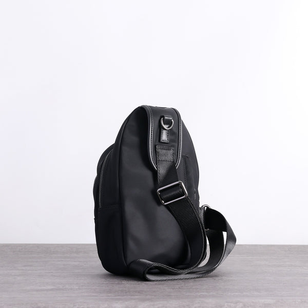 Mens Nylon Leather Sling Crossbody Pack Womens Black Nylon Chest Purse Nylon Sli NB02481123