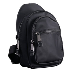Mens Nylon Leather Sling Crossbody Pack Womens Black Nylon Chest Purse Nylon Sling Bag for Ladies