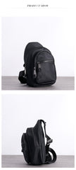 Mens Nylon Leather Sling Crossbody Pack Womens Black Nylon Chest Purse Nylon Sling Bag for Ladies