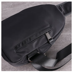 Mens Nylon Leather Sling Crossbody Pack Womens Black Nylon Chest Purse Nylon Sling Bag for Ladies