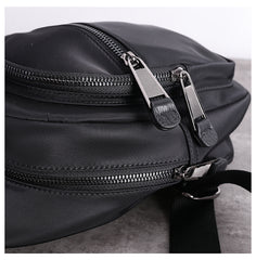 Mens Nylon Leather Sling Crossbody Pack Womens Black Nylon Chest Purse Nylon Sling Bag for Ladies