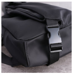 Mens Nylon Sling Bag Waterproof Black Nylon Biker Chest Purse Nylon Crossbody Sling Bag for Men