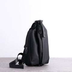 Mens Nylon Sling Bag Waterproof Black Nylon Biker Chest Purse Nylon Crossbody Sling Bag for Men