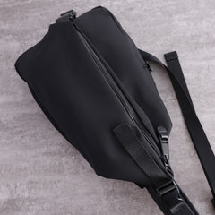 Mens Nylon Sling Bag Waterproof Black Nylon Biker Chest Purse Nylon Crossbody Sling Bag for Men