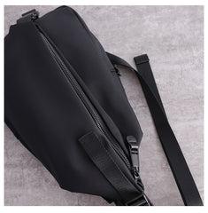 Mens Nylon Sling Bag Waterproof Black Nylon Biker Chest Purse Nylon Crossbody Sling Bag for Men