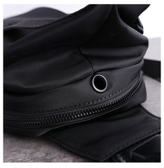Mens Nylon Sling Bag Waterproof Black Nylon Biker Chest Purse Nylon Crossbody Sling Bag for Men