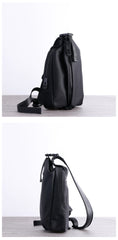 Mens Nylon Sling Bag Waterproof Black Nylon Biker Chest Purse Nylon Crossbody Sling Bag for Men