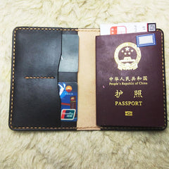 Mens Leather Slim Passport Wallets Coffee Leather Small billfold Travel Wallet for Men