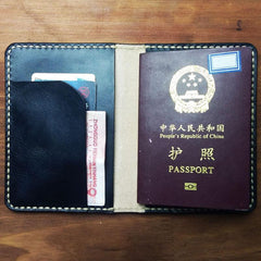 Mens Leather Slim Passport Wallets Leather billfold Small Travel Wallet for Men