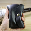 Mini Womens Black Leather Billfold Wallet Small Wallet with Coin Pocket Envelope Wallet for Ladies