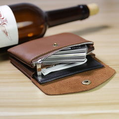 Mini Womens Wine Leather Billfold Wallet Small Wallet with Coin Pocket Envelope Wallet for Ladies