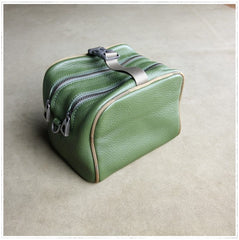 Mini Womens Khaki Leather Shoulder Purse Cube Double Zip Leather Crossbody Purse for Ladies