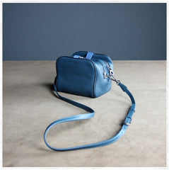 Mini Womens Khaki Leather Shoulder Purse Cube Double Zip Leather Crossbody Purse for Ladies