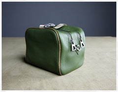 Mini Womens Navy Leather Shoulder Purse Cube Double Zip Leather Crossbody Purse for Ladies