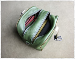 Mini Womens Navy Leather Shoulder Purse Cube Double Zip Leather Crossbody Purse for Ladies