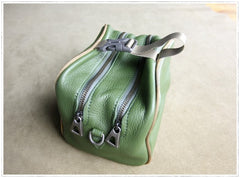 Mini Womens Pink Leather Shoulder Purse Cube Double Zip Leather Crossbody Purse for Ladies
