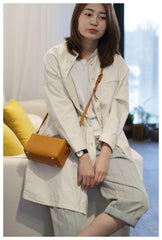 Fashion Womens Tan Leather Mini Cube Shoulder Bag Square Green Crossbody Bag Purse for Girls