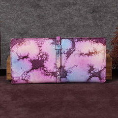 Green Womens Leather Slim Long Wallet Bifold Leather Wallet Womens Long Purse for Ladies
