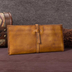 Leather WOmens Brown Checkbook Wallet Long Wallet Womens Green Leather Wallet for Ladies