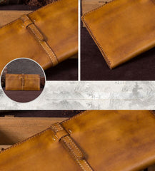 Leather WOmens Brown Checkbook Wallet Long Wallet Womens Green Leather Wallet for Ladies