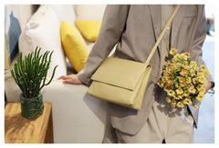 Fashion Womens leather Green Shoulder Bag Minimal Leather Flap Crossbody Bag Women's Satchel Purse
