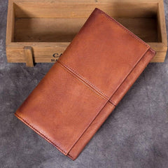 Vintage Leather Brown Mens Long Wallet Phone Clutch Gray Bifold Wallet for Men