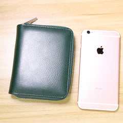 Minimalist Women Green Leather Card Holders Small Zip Card Wallet Card Holders Wallet For Women