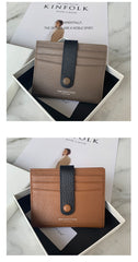 Minimalist Women Gray SheepSkin Slim Card Holder Card Wallets Slim Card Holders Credit Card Holder For Women