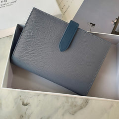 Minimalist Women Gray Vegan Leather Slim Card Wallet Billfold Passport Wallet Slim Travel Wallet For Women