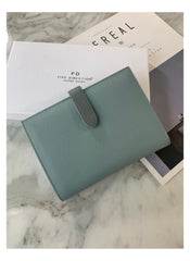 Minimalist Women Gray Vegan Leather Slim Card Wallet Billfold Passport Wallet Slim Travel Wallet For Women