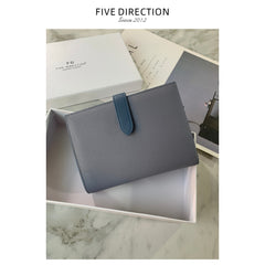 Minimalist Women Gray Vegan Leather Slim Card Wallet Billfold Passport Wallet Slim Travel Wallet For Women