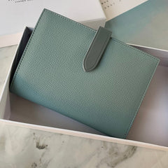 Minimalist Women Gray Vegan Leather Slim Card Wallet Billfold Passport Wallet Slim Travel Wallet For Women