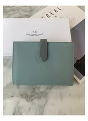 Minimalist Women Gray Vegan Leather Slim Card Wallet Billfold Passport Wallet Slim Travel Wallet For Women