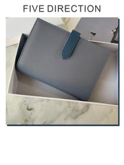 Minimalist Women Gray Vegan Leather Slim Card Wallet Billfold Passport Wallet Slim Travel Wallet For Women