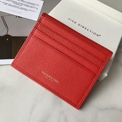 Minimalist Women Red Leather Slim Card Holders Small Card Wallet Cute Card Holder Credit Card Holder For Women