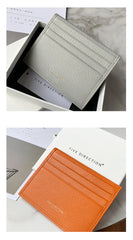 Minimalist Women Dark Gray Leather Slim Card Holders Small Card Wallet Cute Card Holder Credit Card Holder For Women