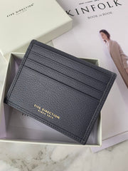 Minimalist Women Dark Gray Leather Slim Card Holders Small Card Wallet Cute Card Holder Credit Card Holder For Women