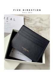 Minimalist Women Dark Gray Leather Slim Card Holders Small Card Wallet Cute Card Holder Credit Card Holder For Women