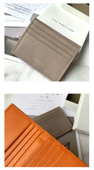 Minimalist Women Dark Gray Leather Slim Card Holders Small Card Wallet Cute Card Holder Credit Card Holder For Women