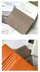 Minimalist Women Gray Leather Slim Card Holders Small Card Wallet Cute Card Holder Credit Card Holder For Women