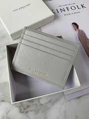 Minimalist Women Dark Gray Leather Slim Card Holders Small Card Wallet Cute Card Holder Credit Card Holder For Women