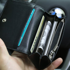 Minimalist Womens Light Pink Leather Billfold Wallet Small Wallet with Coin Pocket Slim Wallet for Ladies