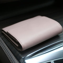 Minimalist Womens Light Pink Leather Billfold Wallet Small Wallet with Coin Pocket Slim Wallet for Ladies