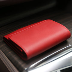 Minimalist Womens Green Leather Billfold Wallet Small Wallet with Coin Pocket Slim Wallet for Ladies