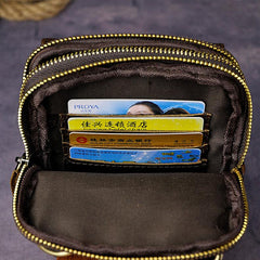 Fashion Leather Men's Belt Pouch Cell Phone Holsters Brown Mini Waist Bag For Men