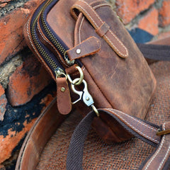 Vintage Brown Leather Men's Cell Phone Holsters Brown Waist Belt Pouch Mini Side Bag For Men