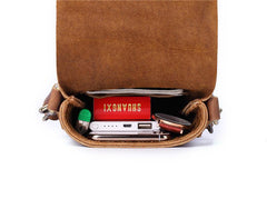 Vintage Brown Leather Men's Belt Pouch Cell Phone Holster Waist Belt Bag Mini Side Bag For Men