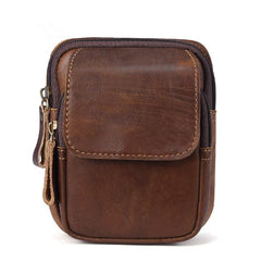 Vintage Brown Leather Men's Cell Phone Holster Waist Belt Pouch Belt Bag For Men