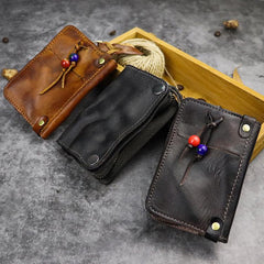Vintage Leather Men's billfold Small Wallet Brown Key Wallet Card Wallet For Men