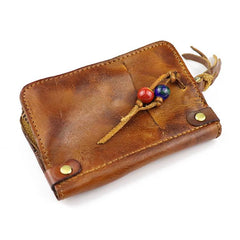 Vintage Leather Men's billfold Small Wallet Brown Key Wallet Card Wallet For Men